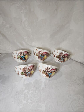 Nasco Fruit Festival Teacups Set of 5 Japan Mid-Century Ceramic